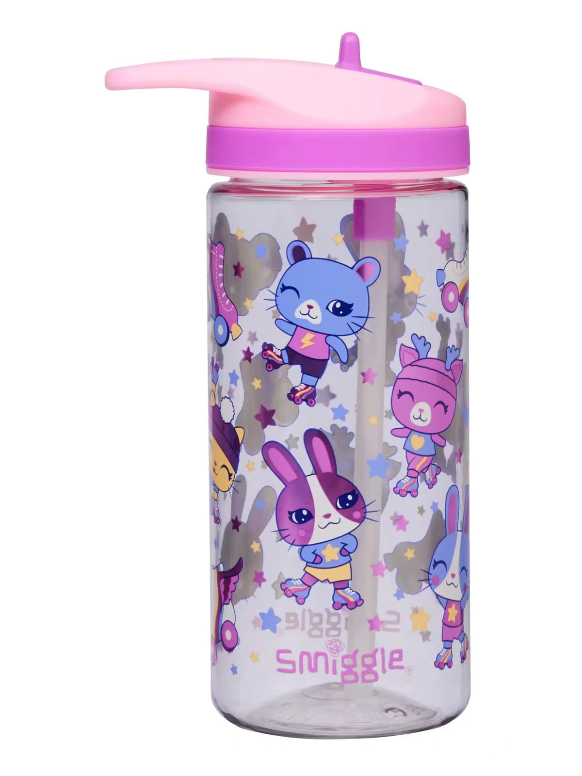 Smiggle - Movin 440 ML BPA-freie Trinkflasche mit Strohhalm