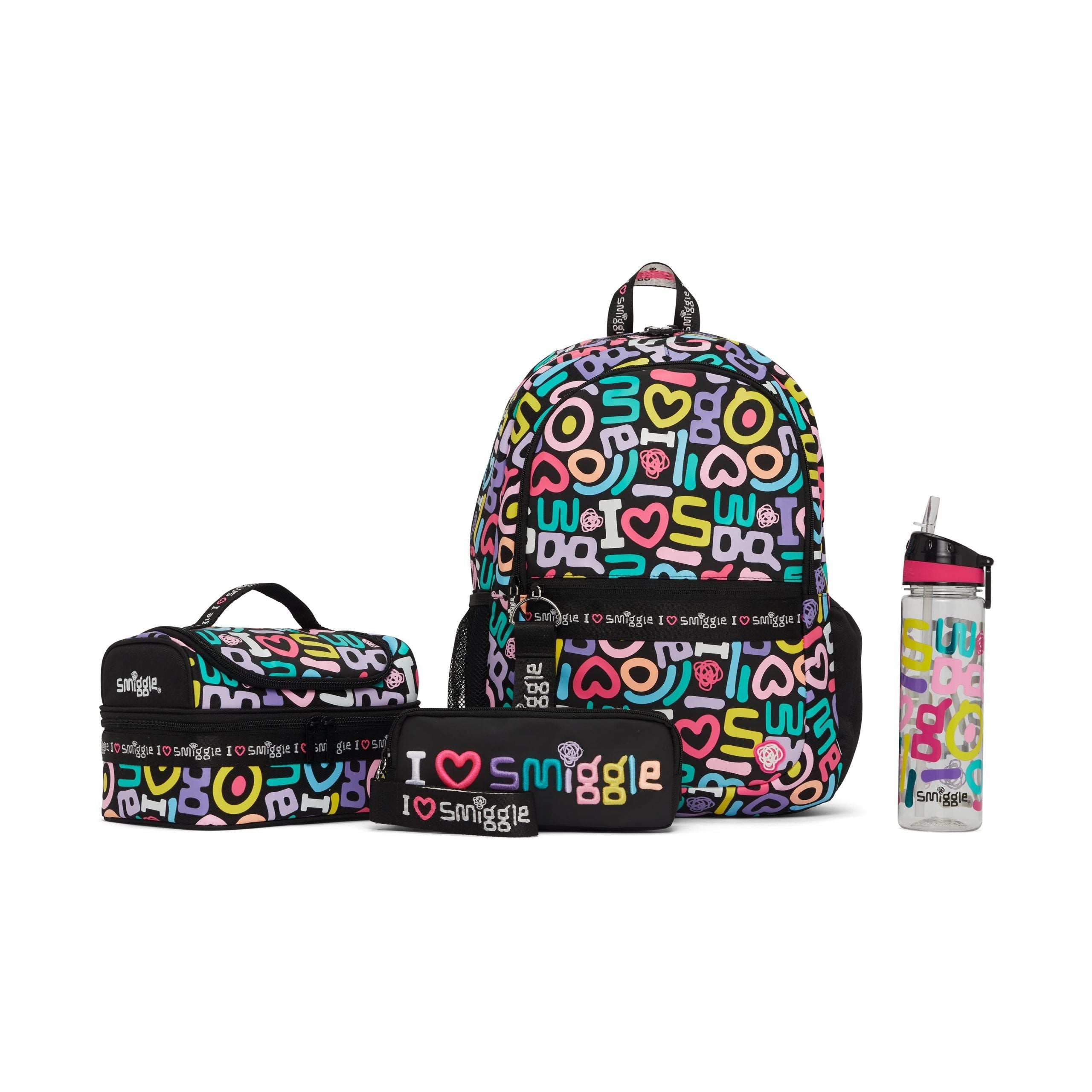 Smiggle – Schulranzen-Set – Schwarz-lila Schulrucksack