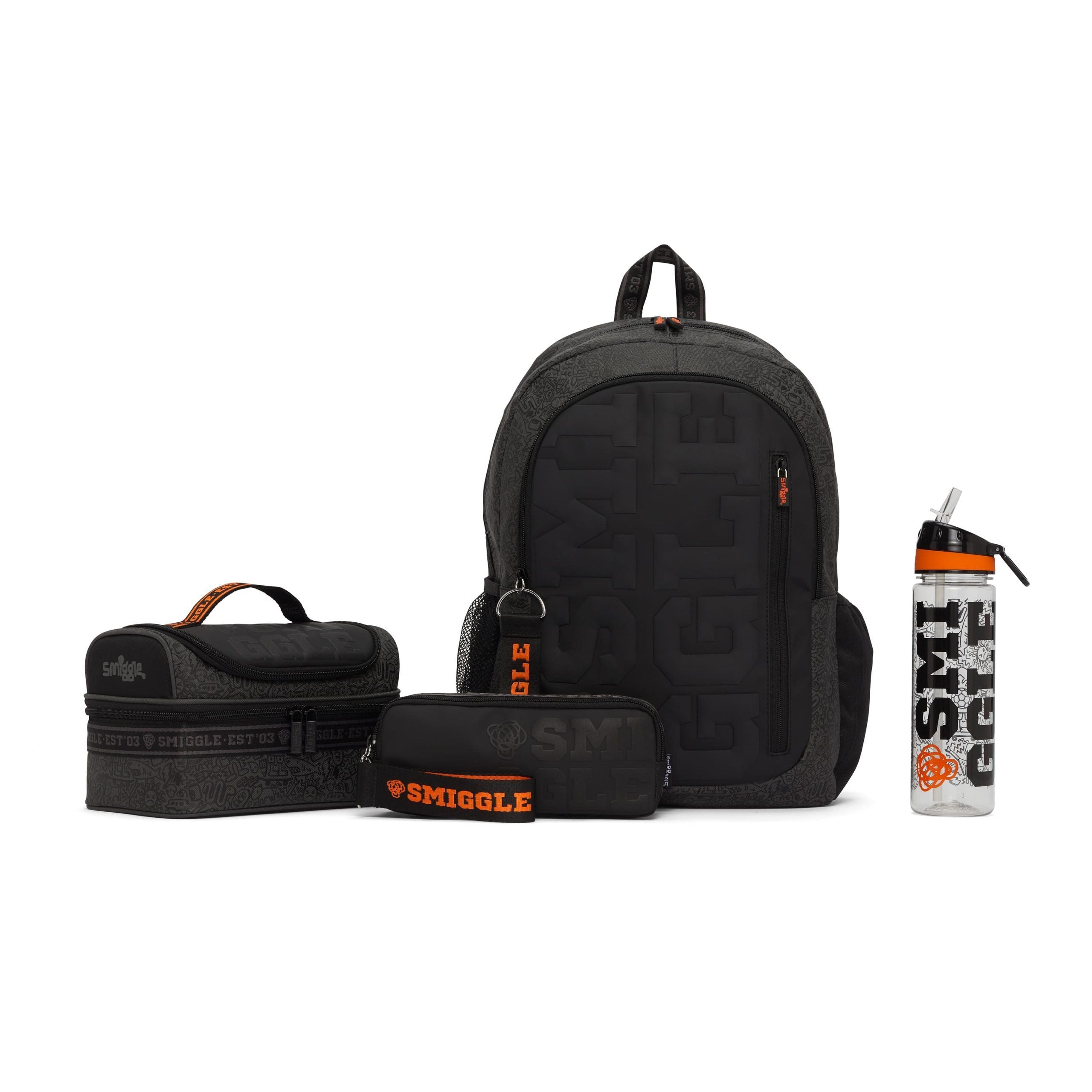 Smiggle – Schultaschen-Set – Schwarzer Schulrucksack