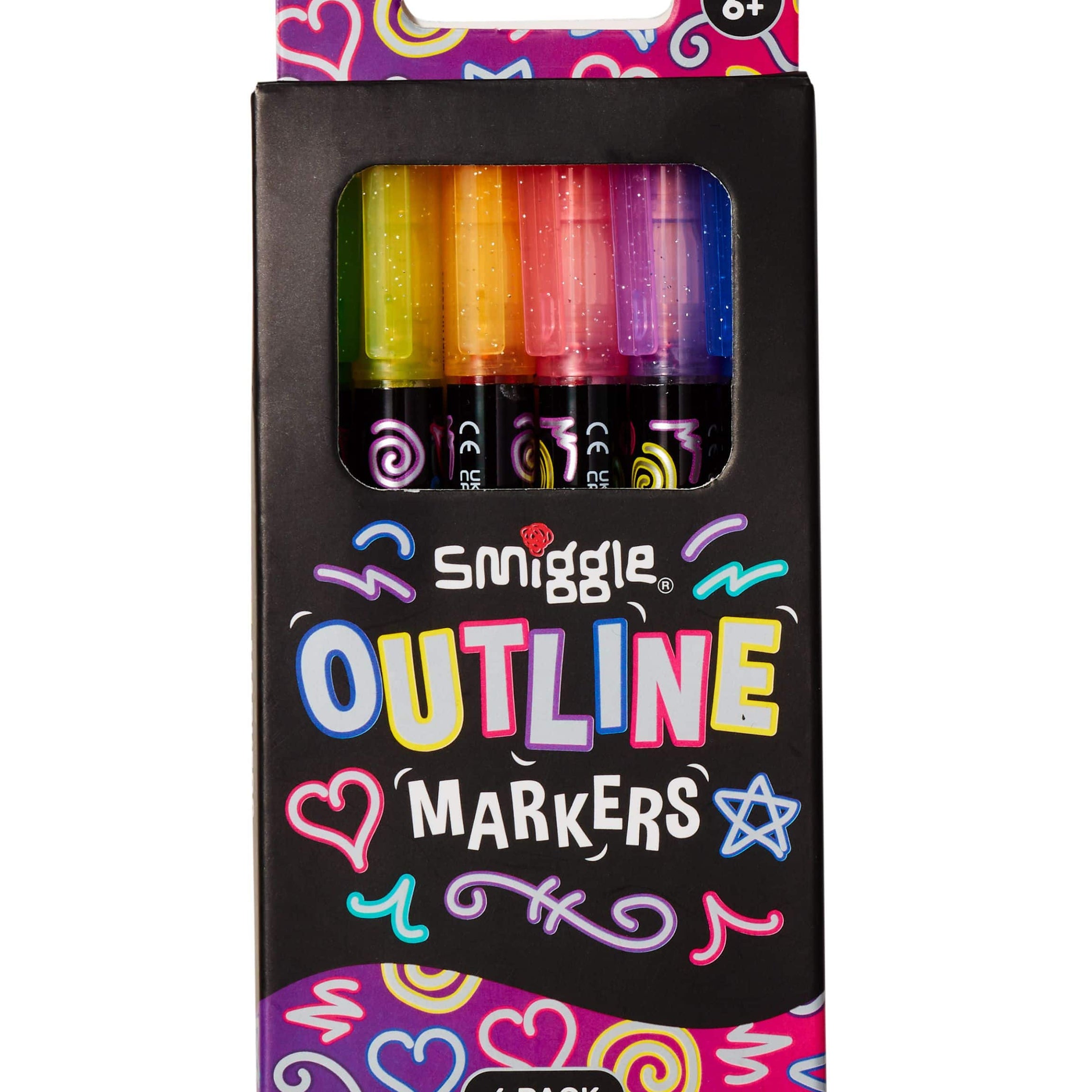 Smiggle - Outline Gümüş Simli Forforlu Highlighter 6lı Kalem Seti