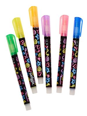 Smiggle - Textmarker im Gelschreiber-Set, 6-teilig, mit silbernem Glitzer
