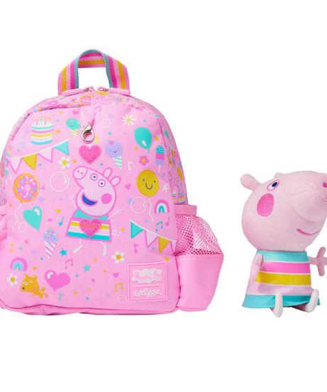 Smiggle - Peppa Pig abnehmbarer Spielzeug-Krippe Schulrucksack