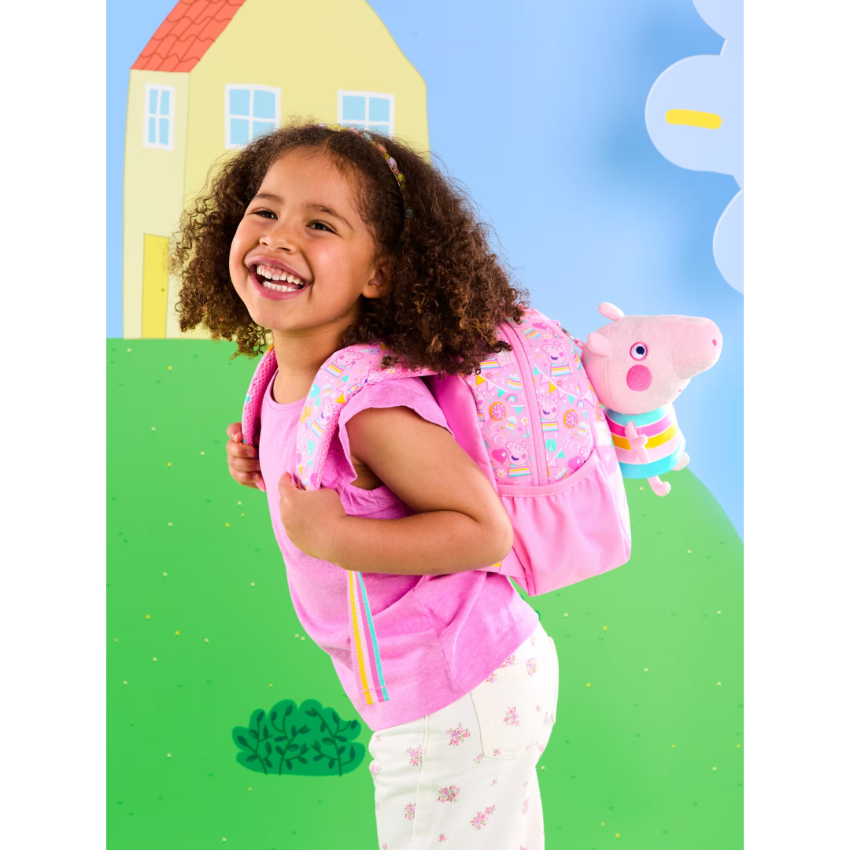 Smiggle - Peppa Pig Çıkarılabilir Oyuncaklı Kreş Okul Sırt Çantası
