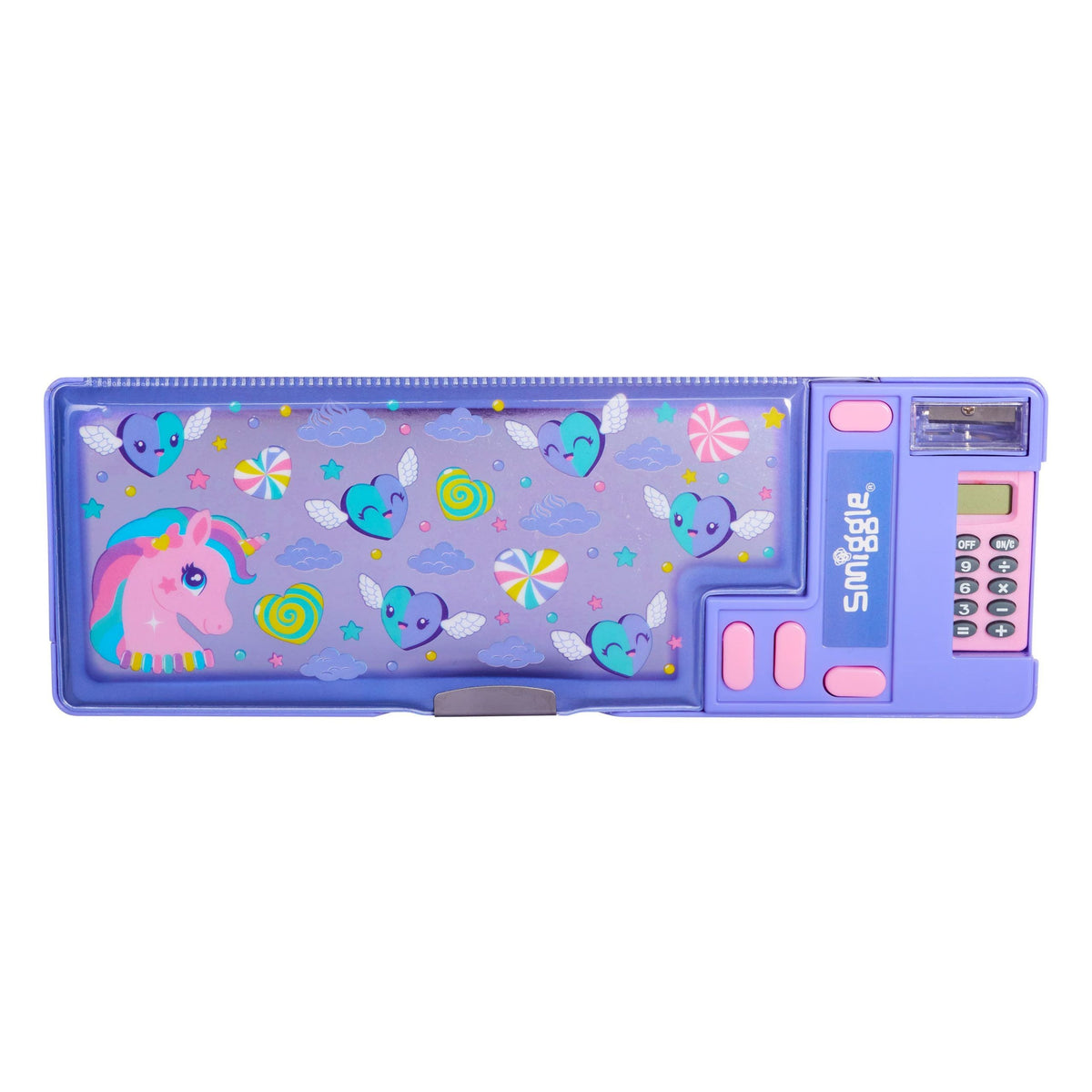 Smiggle – Automatisches Federmäppchen der Peppy-Serie mit Taschenrechner