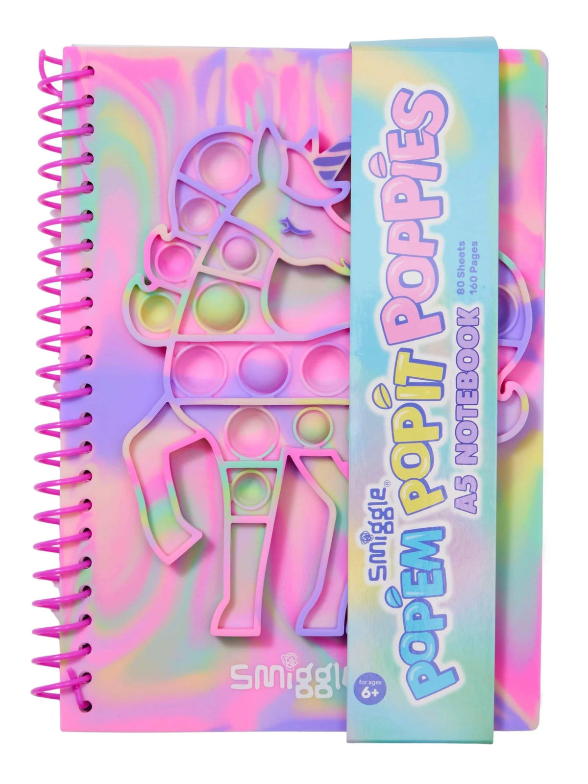Smiggle – Popem Unicorn Popit A5 gestreiftes Notizbuch