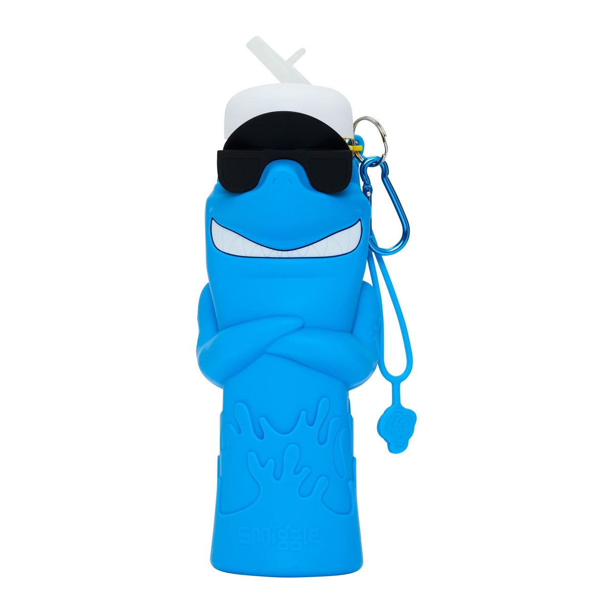 Smiggle - Haifisch 600ML Faltbare Silikon-Trinkflasche mit Strohhalm BPA-frei
