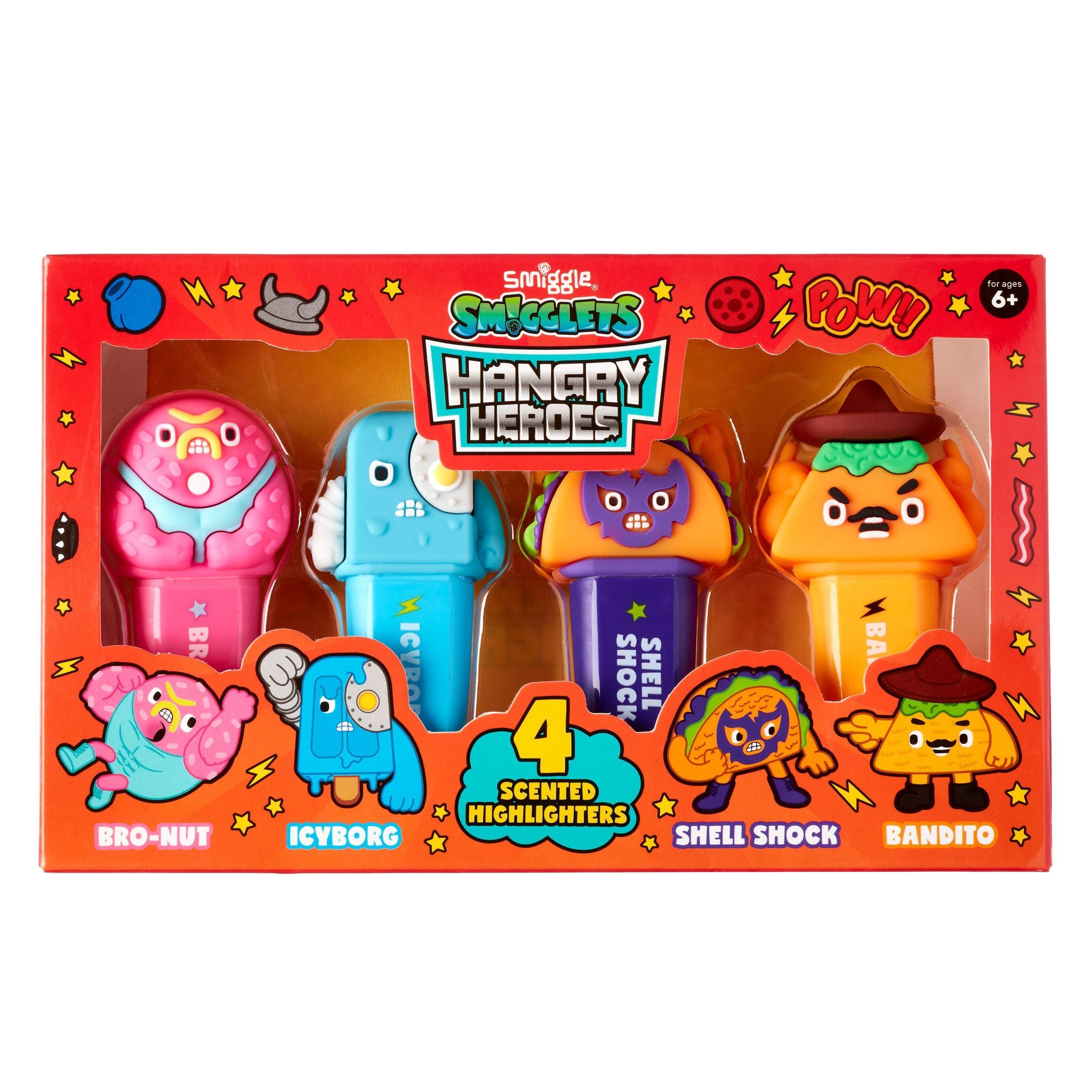 Smiggle – Smigglets Hangry Heroes Highlighter Pack X4