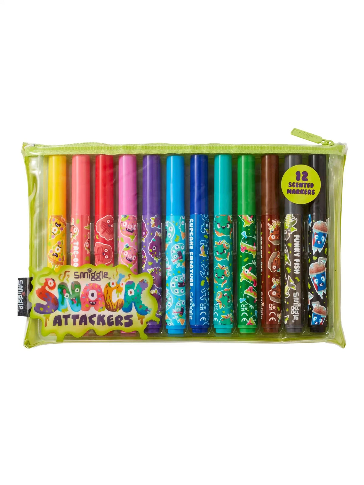 Smiggle - Snack Attackers Duftendes 12er Textmarker- und Federmäppchen-Set