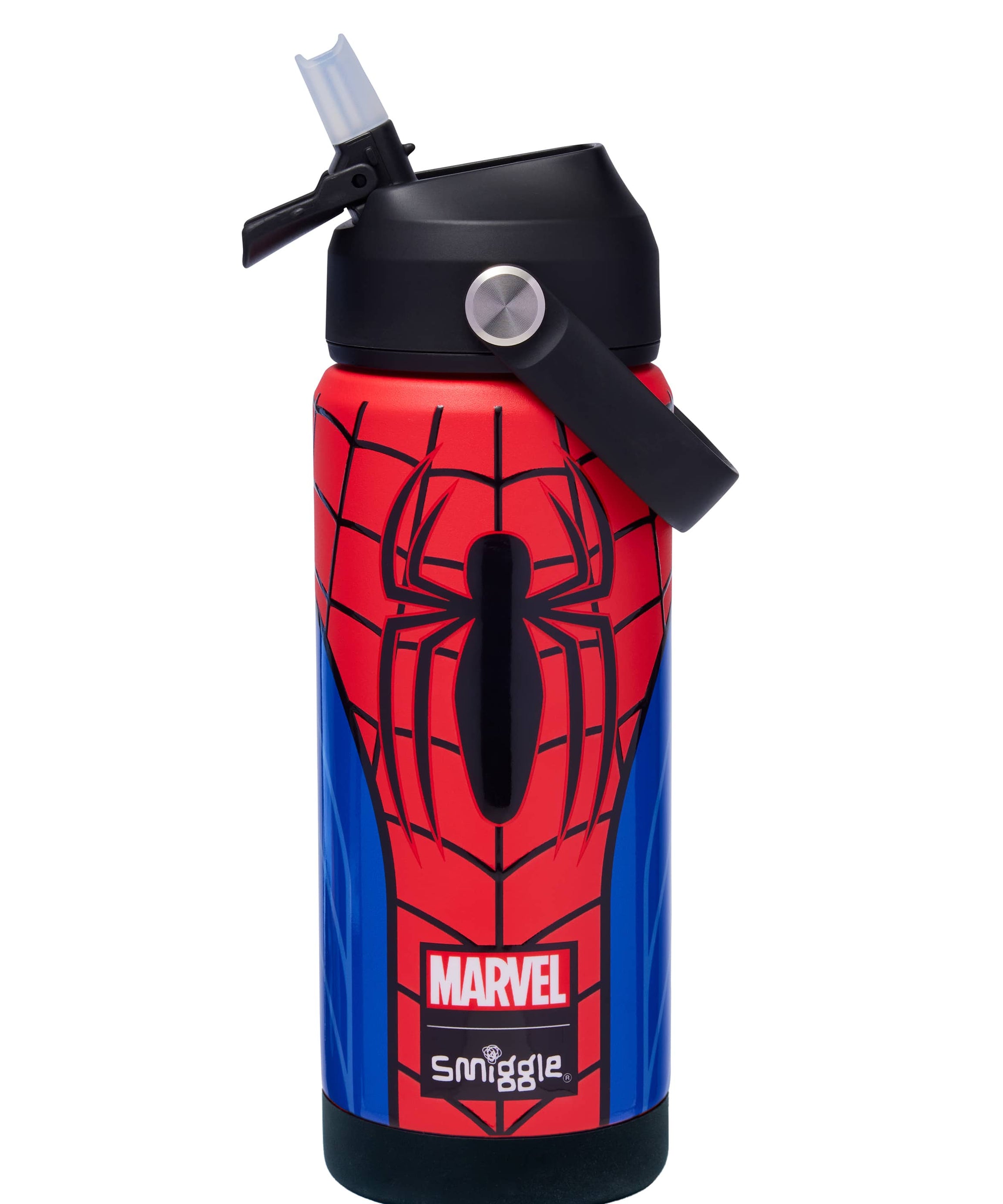 Smiggle - Spider-Man Gizli Pipetli 550ML Çelik Matara