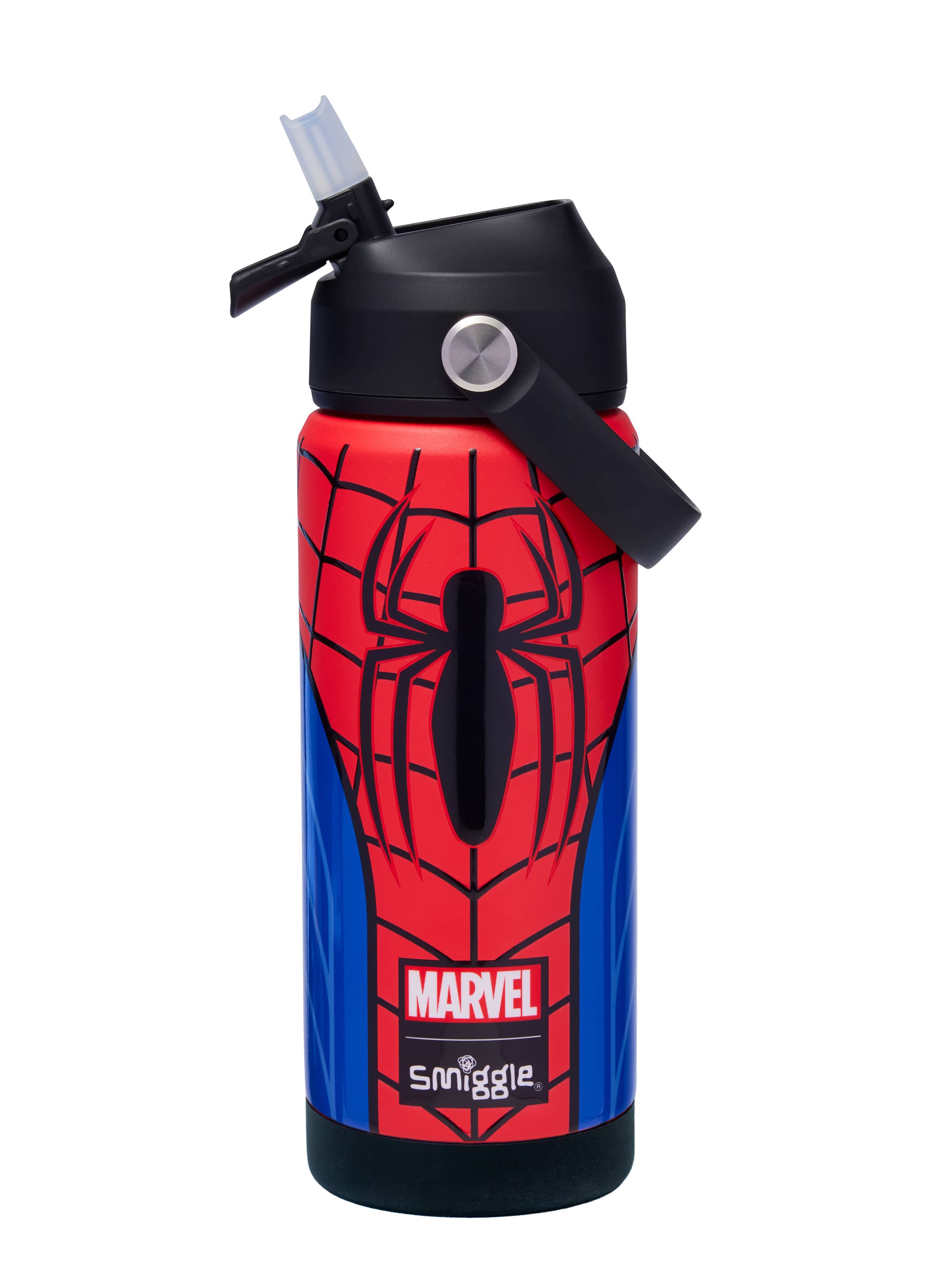 Smiggle - Spider-Man Gizli Pipetli 550ML Çelik Matara