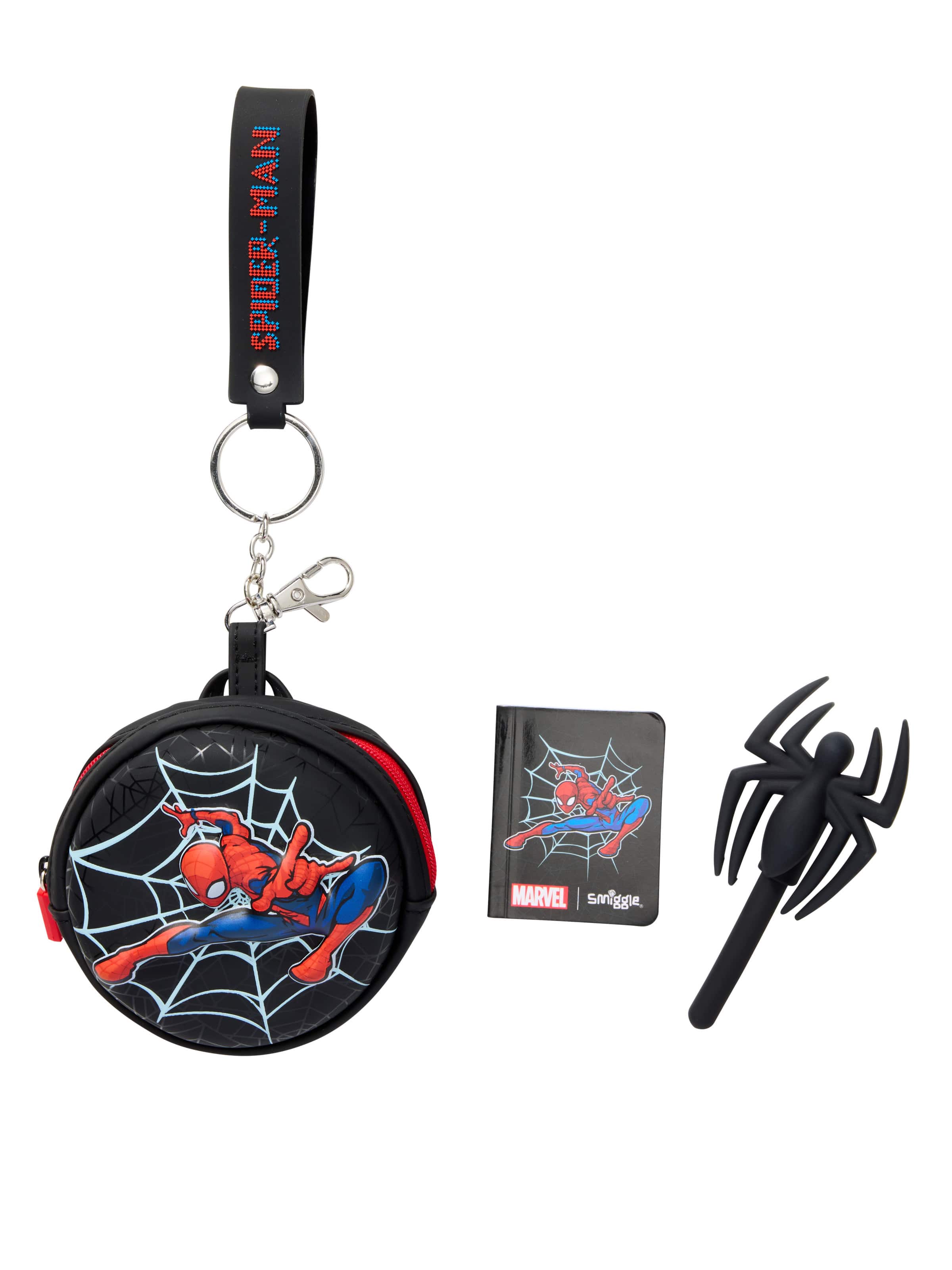 Smiggle – Spider-Man-Schlüsselanhänger mit Mini-Stift und Notizbuch