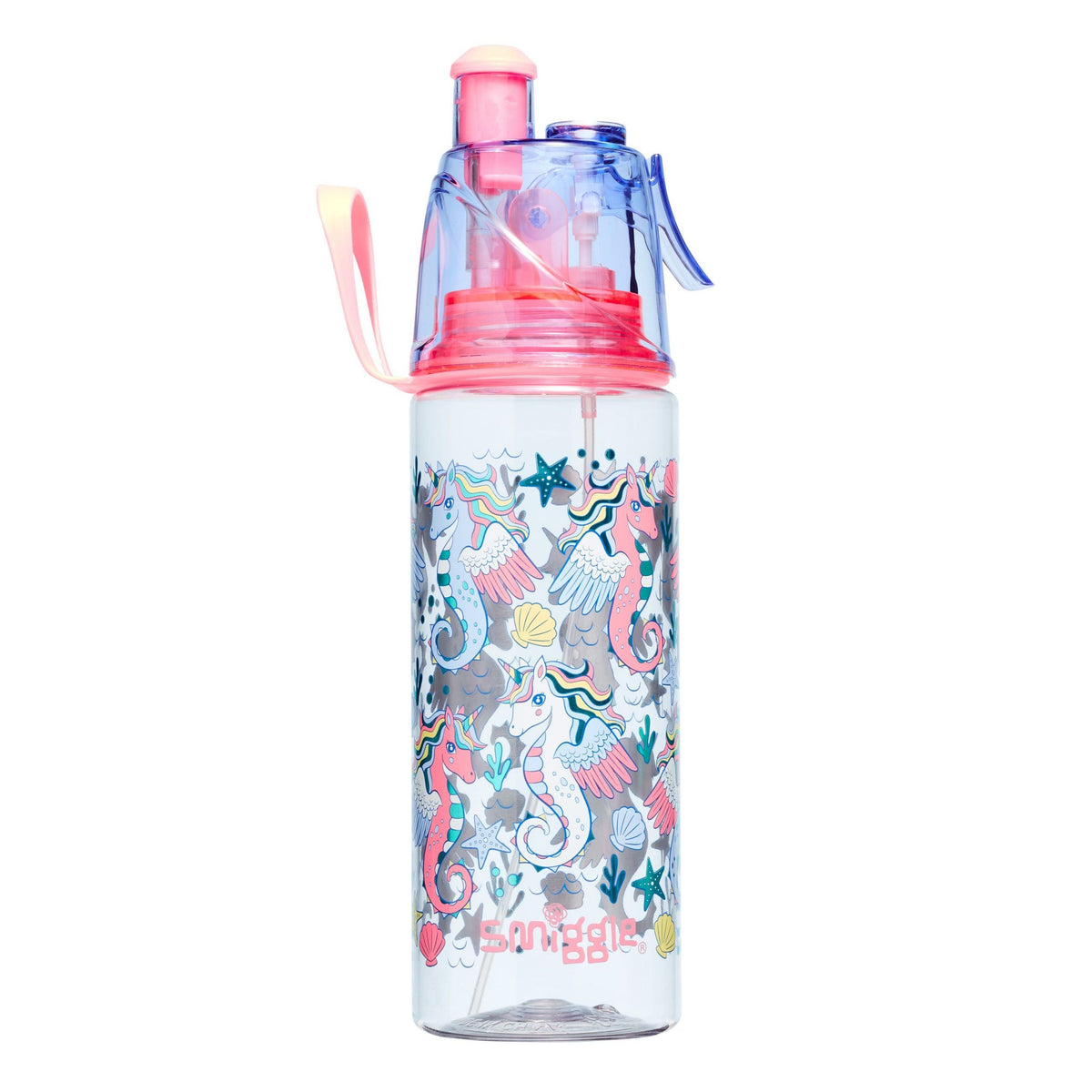 Smiggle – 560 ml BPA-freie Wasserflasche mit Wassersprühstrohhalm