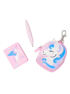 Smiggle – Einhorn-Mini-Notizblock, Stift und Schlüsselanhänger