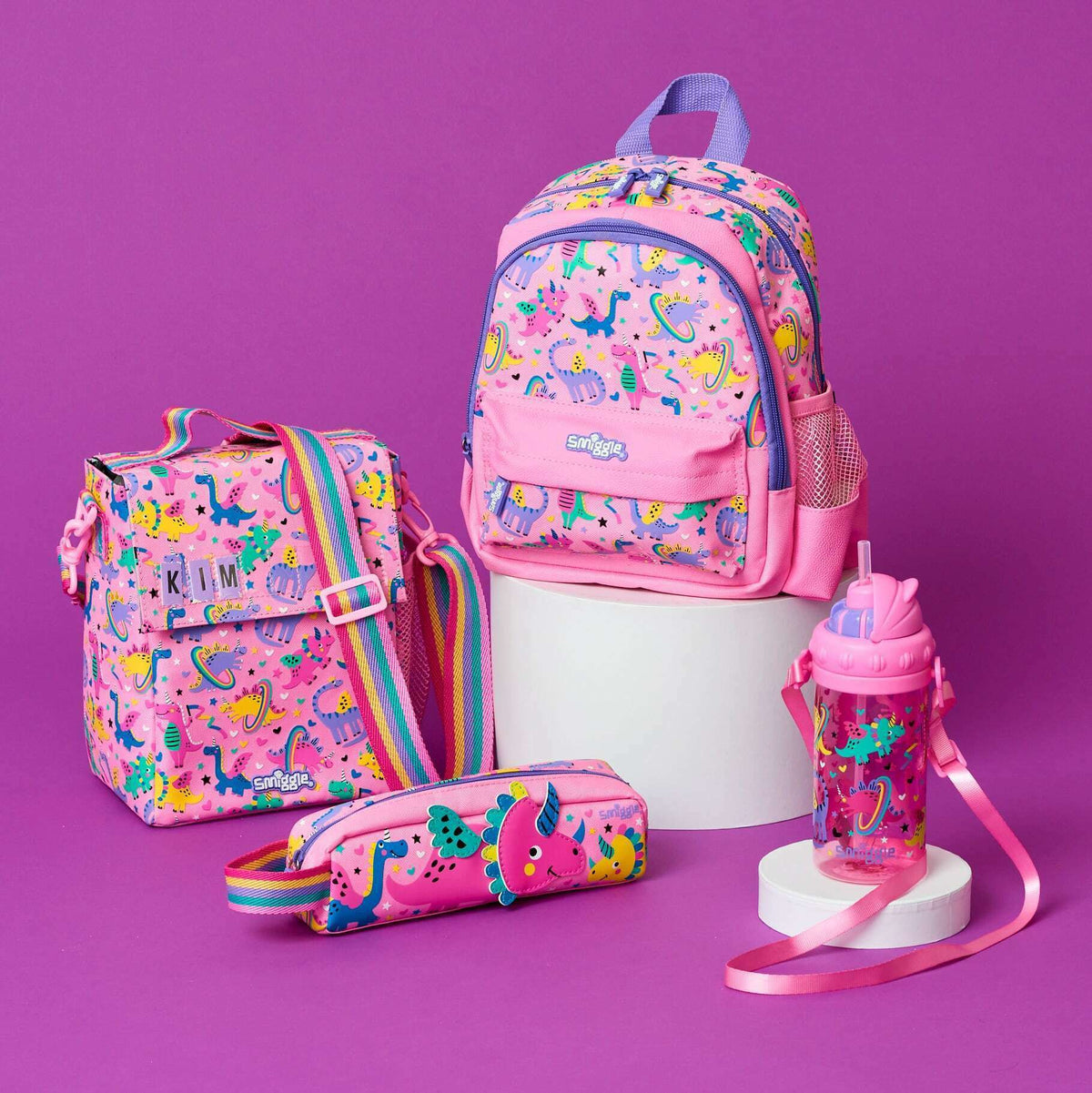 Smiggle - Up &amp; Down Tiny Dinossi Rucksack im Sonderdesign in Rosa