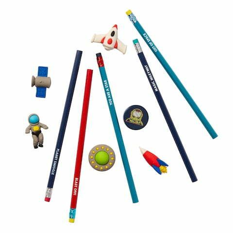 Smiggle – Radiergummi- und Bleistiftset „Raumstation“.