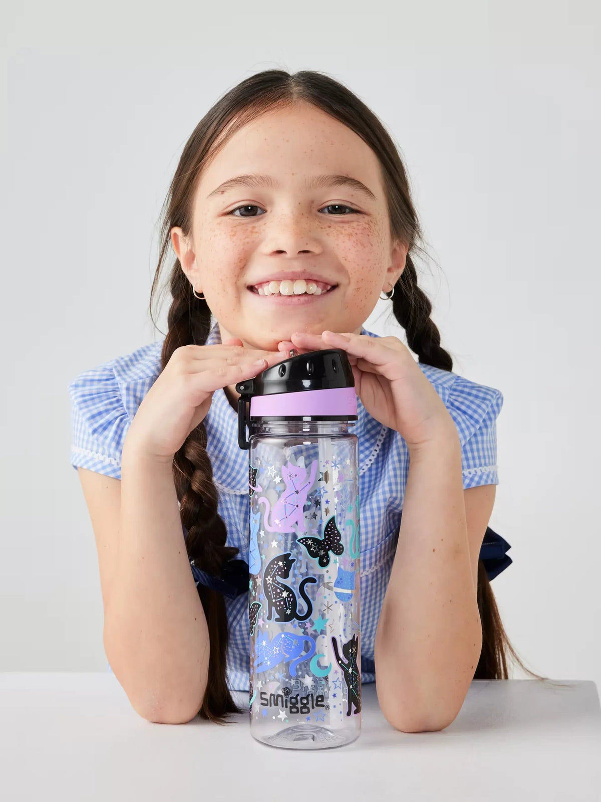 Smiggle – Wild Side 650 ml BPA-freie Wasserflasche mit Strohhalm 