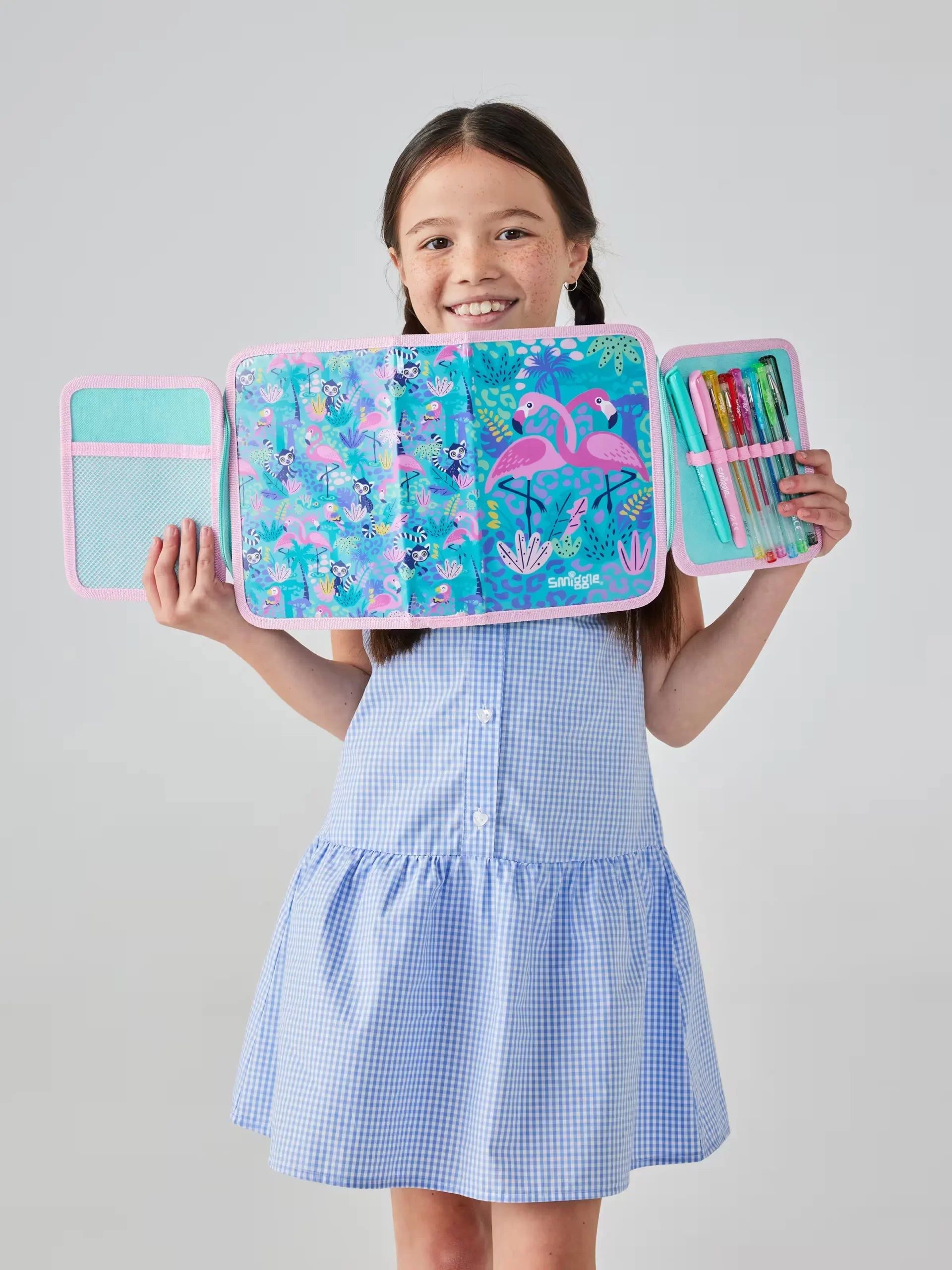 Smiggle – Wild Side Flamingo Federmäppchen und Schreibwaren-Set