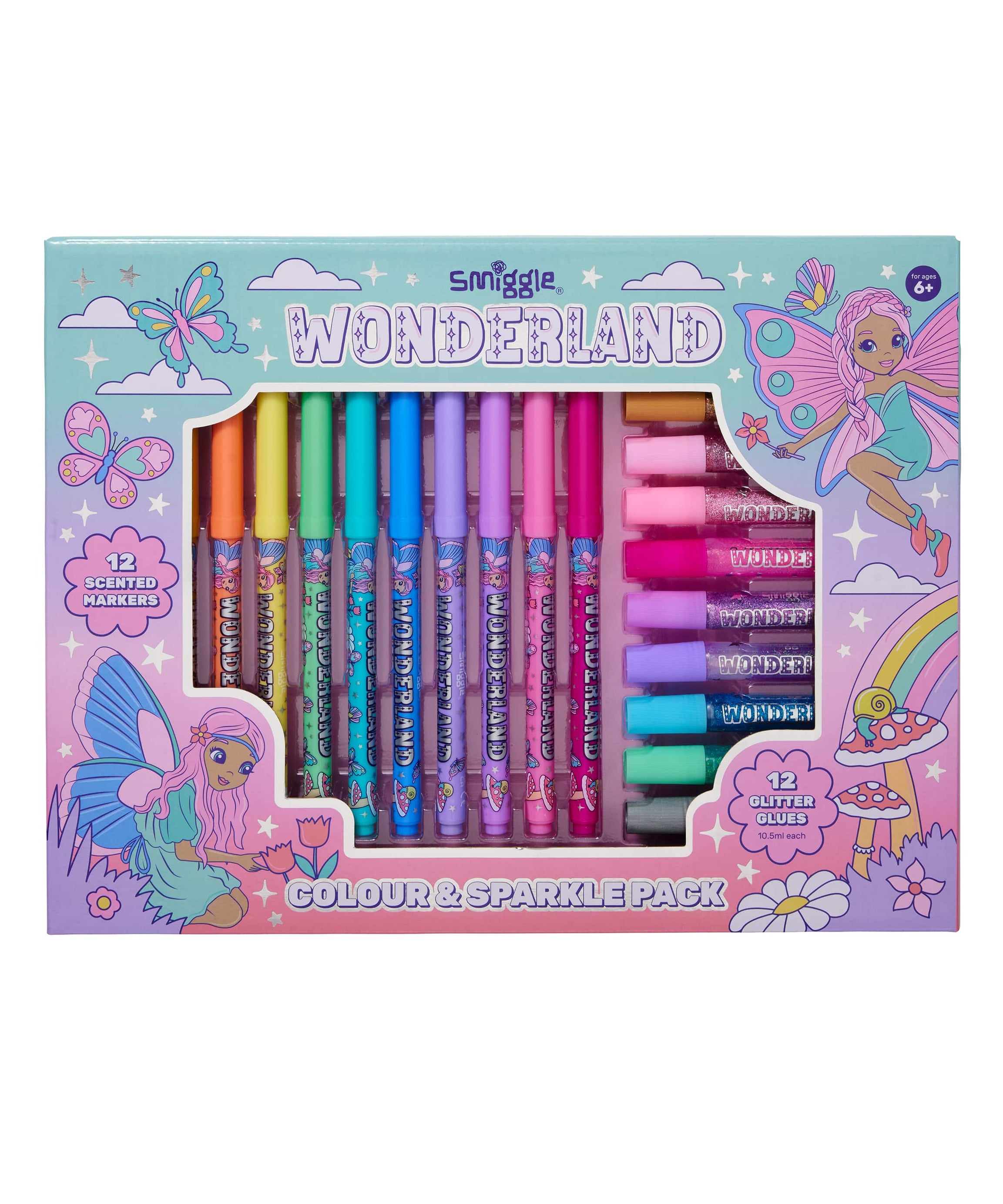 Smiggle - Wonderland Kokulu Boyama Kalemi ve Simli Yapıştırıcı Seti