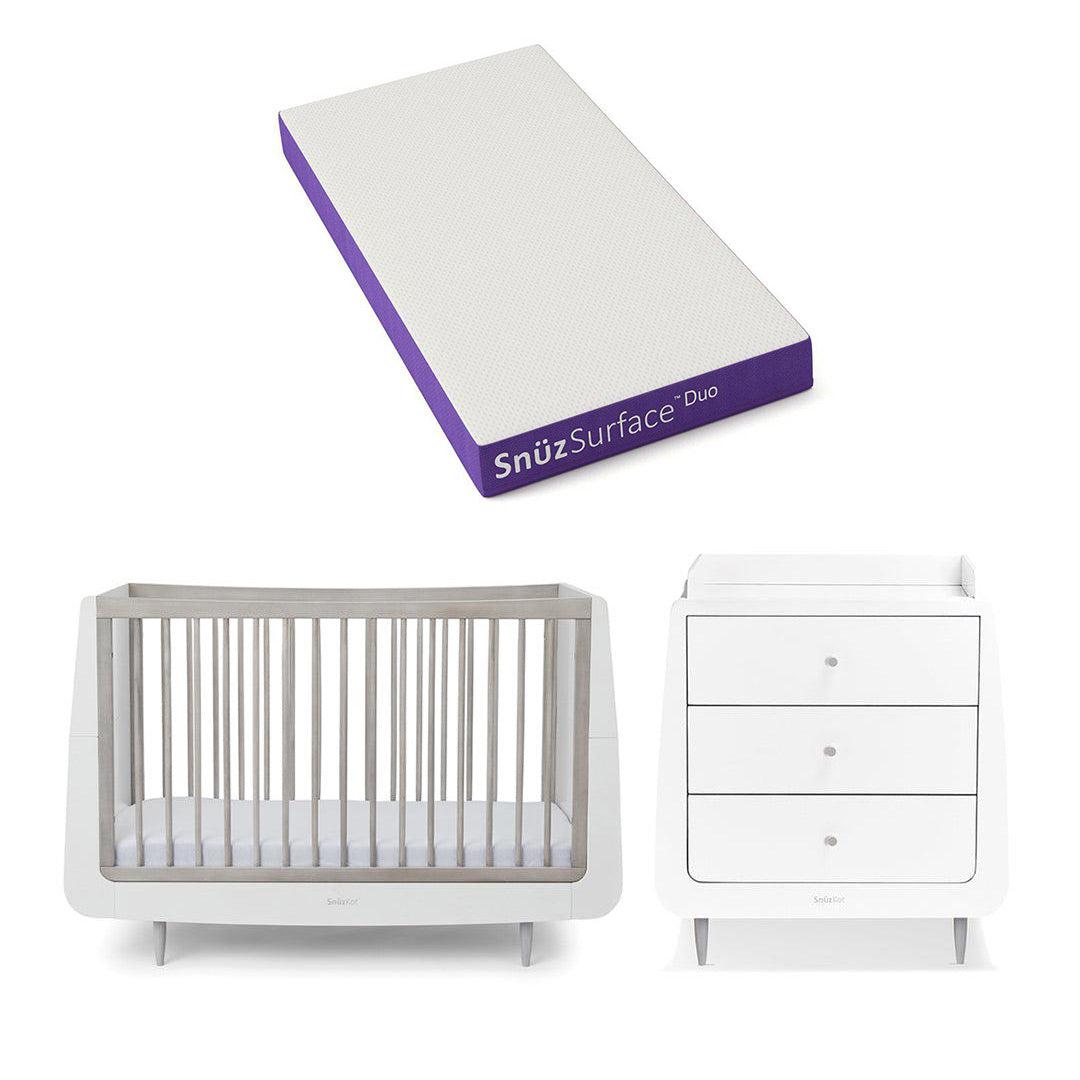 SnuzKot 2 Piece Nursery Furniture Set - The Natural Edit - Silver Birch-Nursery Sets-Silver Birch-Snuz Surface Duo Dual-Sided Cot Mattress | Natural Baby Shower