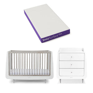 SnuzKot 2 Piece Nursery Furniture Set - The Natural Edit - Silver Birch-Nursery Sets-Silver Birch-Snuz Surface Duo Dual-Sided Cot Mattress | Natural Baby Shower
