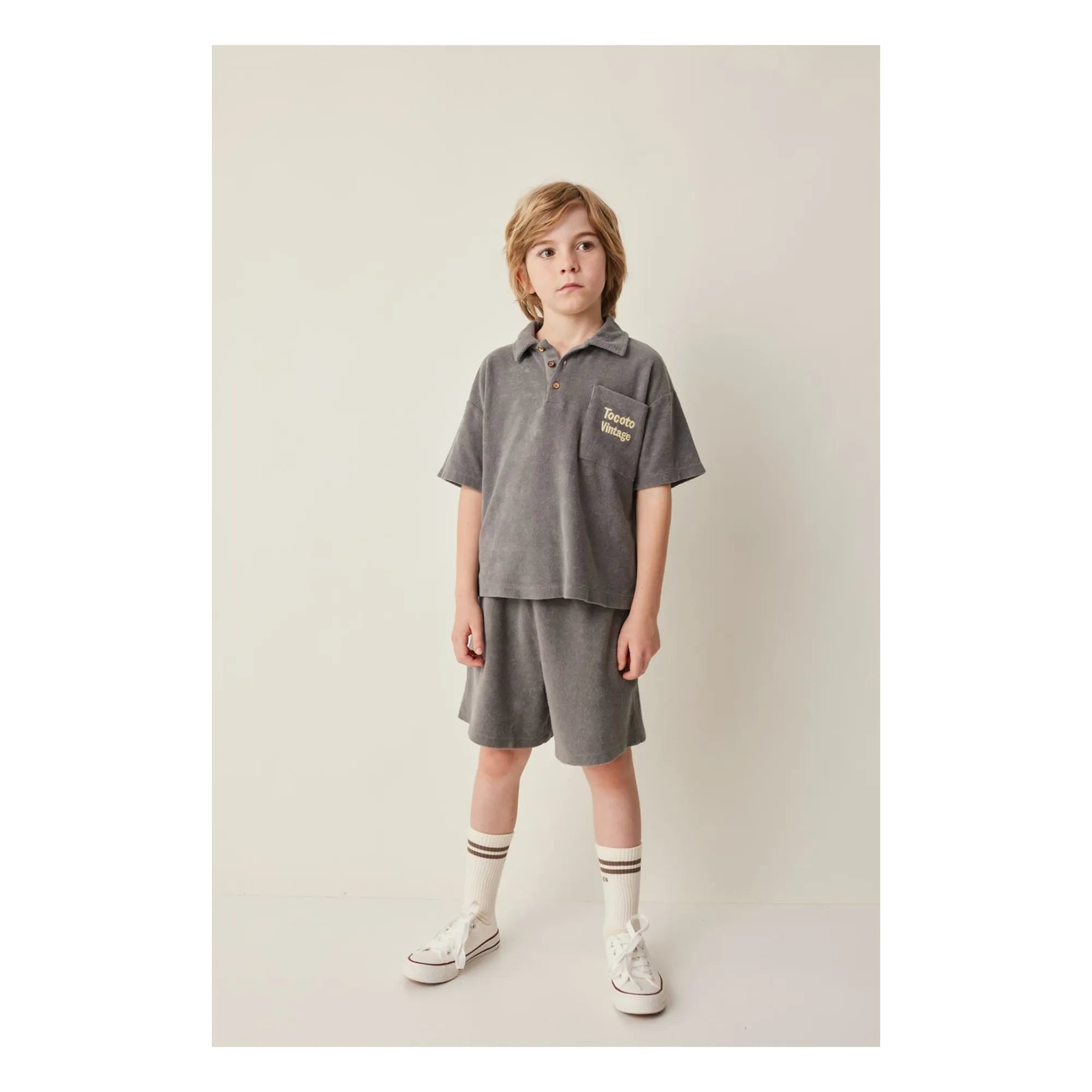 Tocoto Vintage - Frottee-T-Shirt | Anthrazit