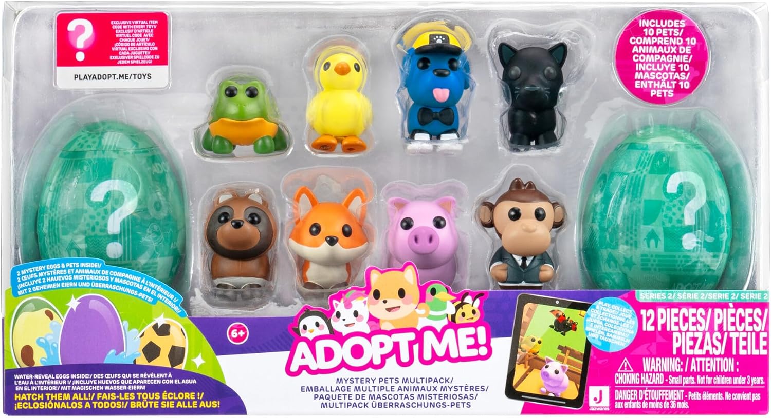 Squishmallows - Adopt Me! 2. Serie 10er Set Geheimnisvolle Haustier-Spielzeugfiguren