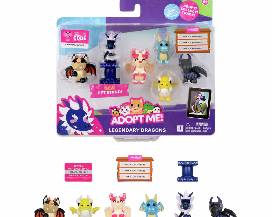 Squishmallows - Adopt Me! 6er Set Legendäre Drachen Spielzeugfiguren