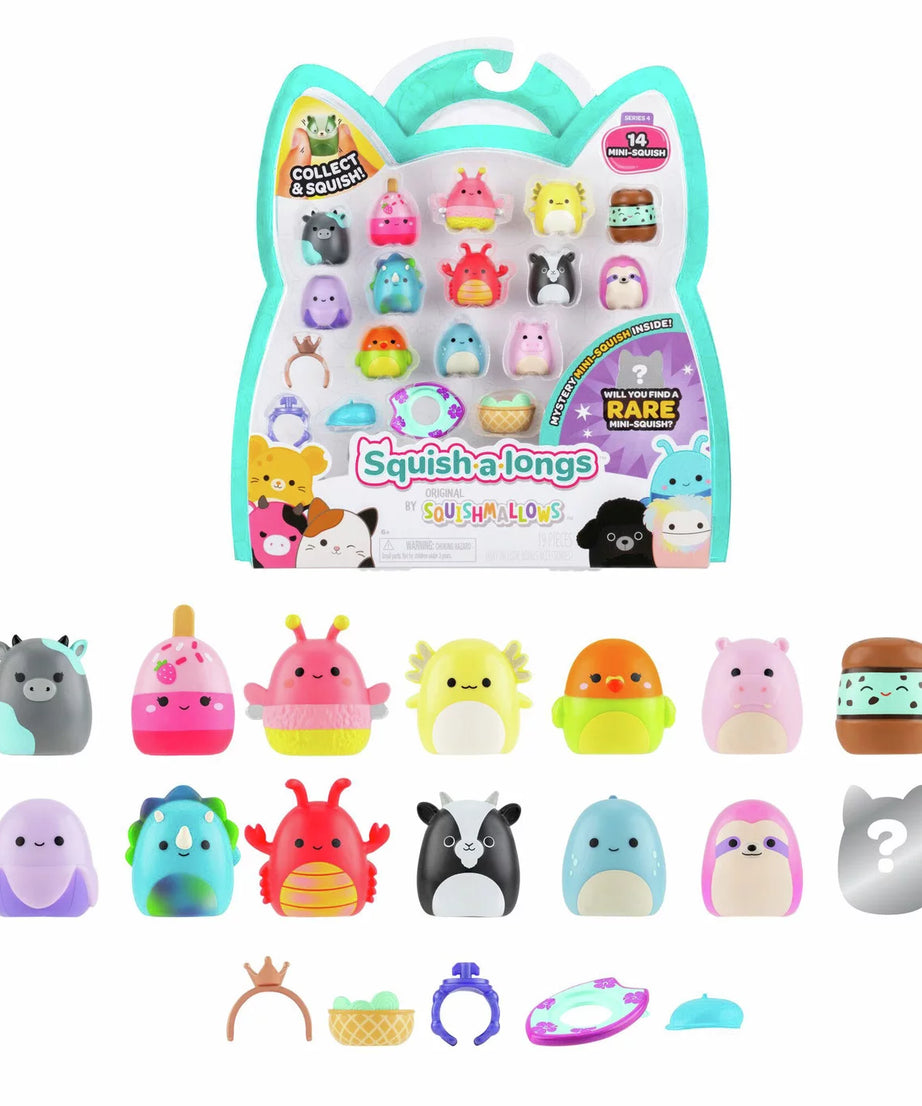 Squishmallows - Squish-a-longs 14 Figuren + Ring Set + 4 Zubehör Sonderedition Spielzeug