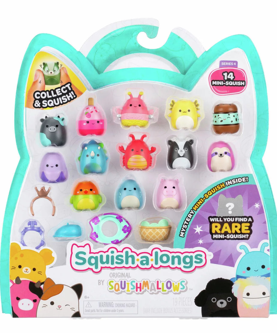 Squishmallows - Squish-a-longs 14 Figuren + Ring Set + 4 Zubehör Sonderedition Spielzeug