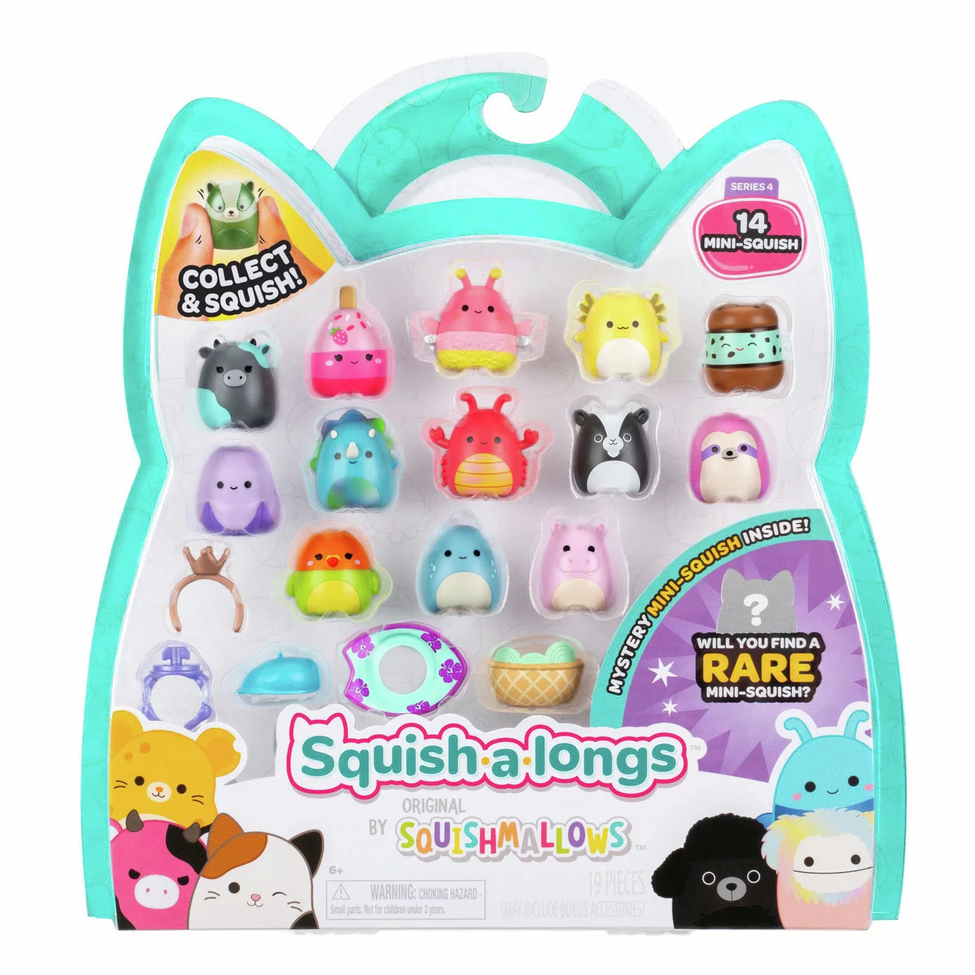 Squishmallows - Squish-a-longs 14 Figuren + Ring Set + 4 Zubehör Sonderedition Spielzeug