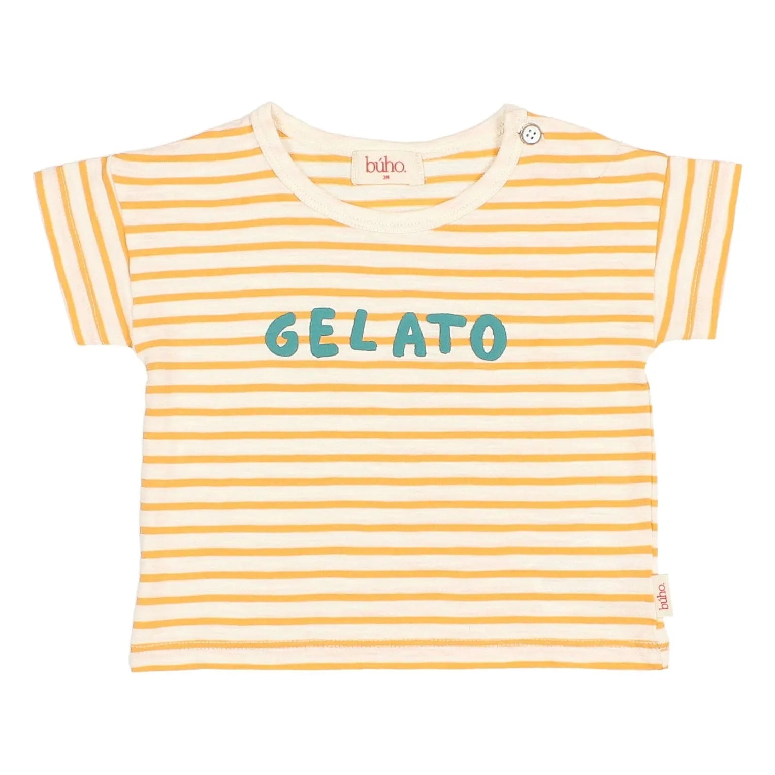 Búho - Gestreiftes Gelato Bio-Baumwoll-Baby-T-Shirt | Gelb