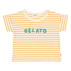 Búho - Gestreiftes Gelato Bio-Baumwoll-Baby-T-Shirt | Gelb