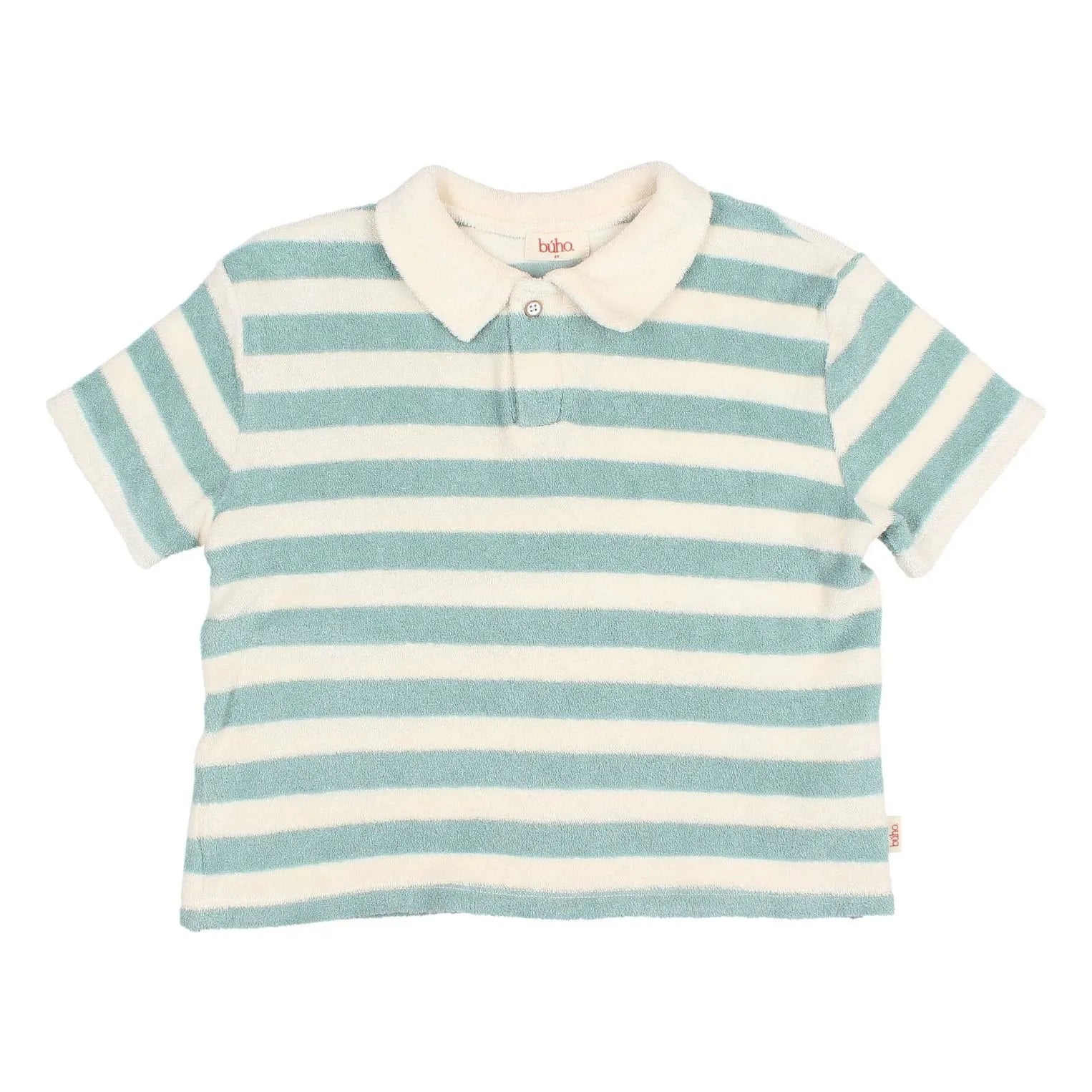 Búho - Gestreiftes Bio-Baumwoll Polo-Shirt | Wassergrün