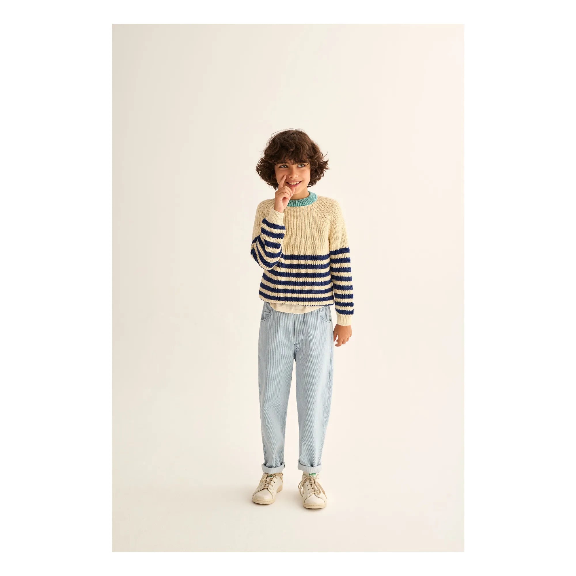 Cozmo - Gestreifter Reed Pullover | Ecru