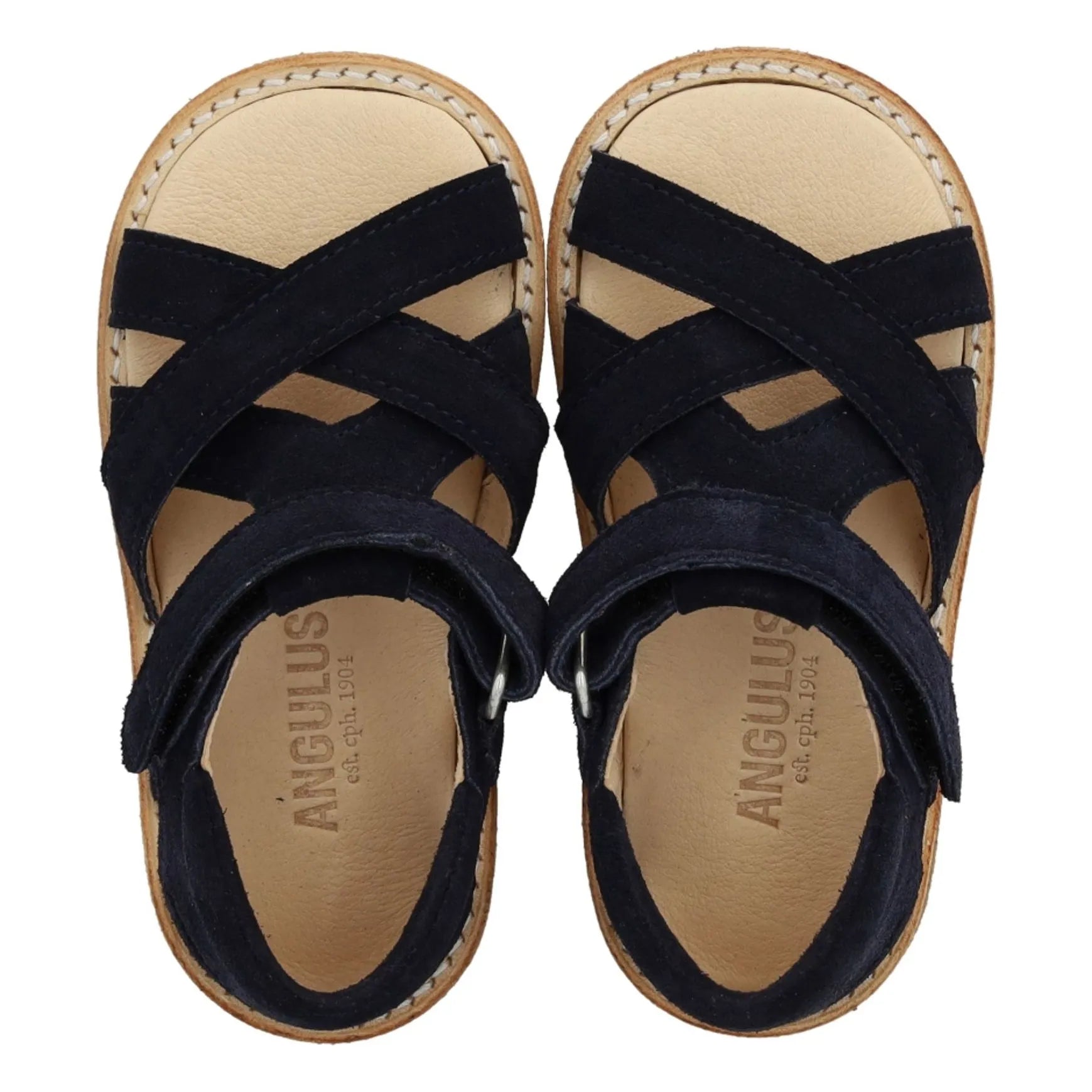 Angulus – Velours-Kreuzriemen-Sandalen | Marineblau