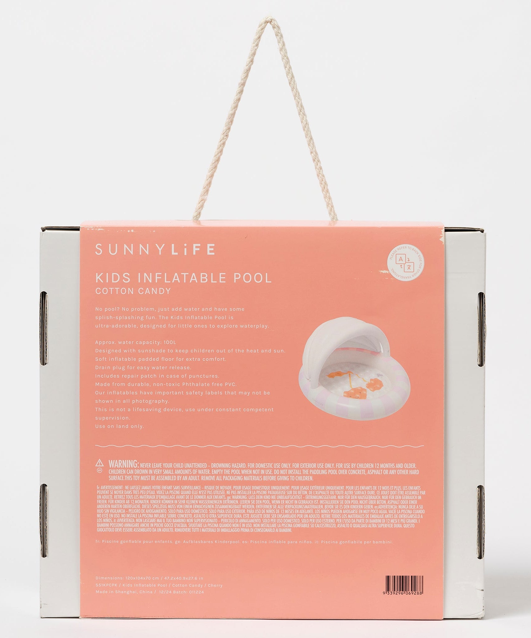 Sunnylife - Cotton Candy Kinderpool mit Sonnenschutz