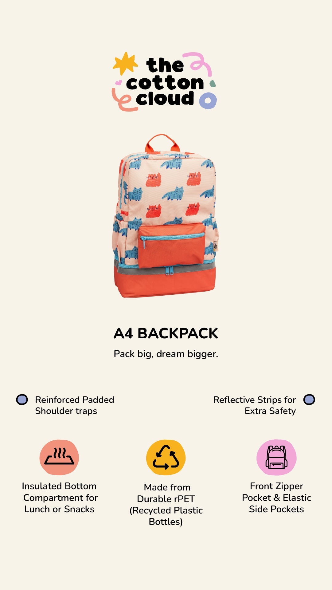 The Cotton Cloud - Dancing Hearts Schulrucksack mit Fächern