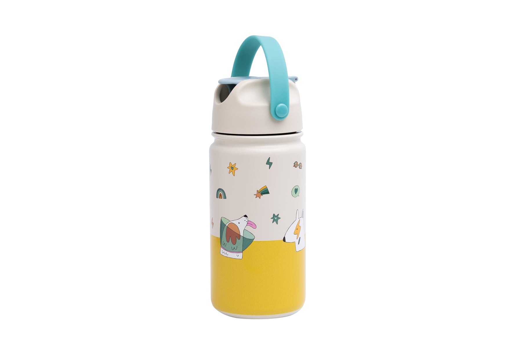 The Cotton Cloud - Funky Dogs 420ML Edelstahl-Trinkflasche mit integriertem Strohhalm