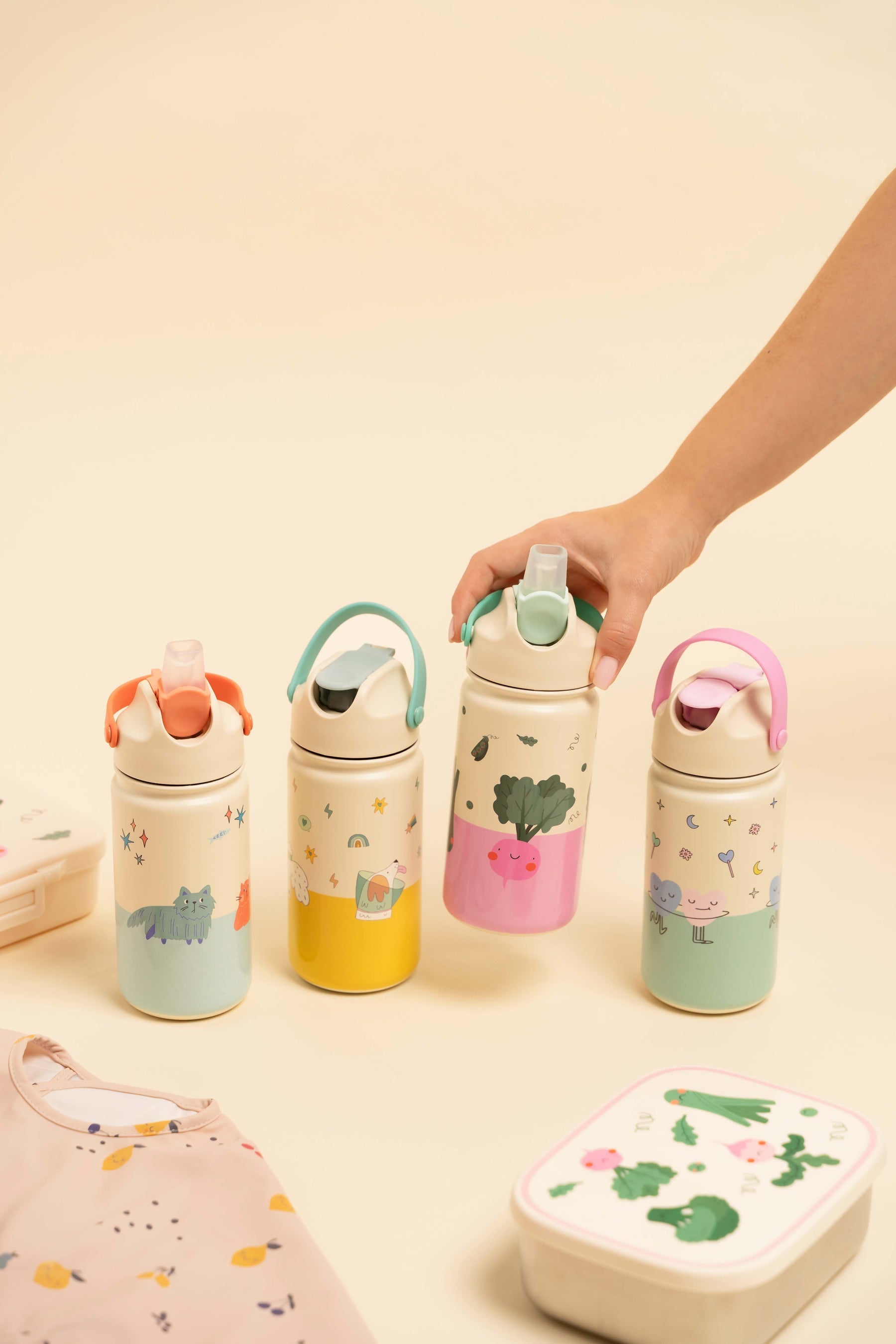 The Cotton Cloud - Meowful Cats 420ML Edelstahl-Trinkflasche mit verstecktem Trinkhalm