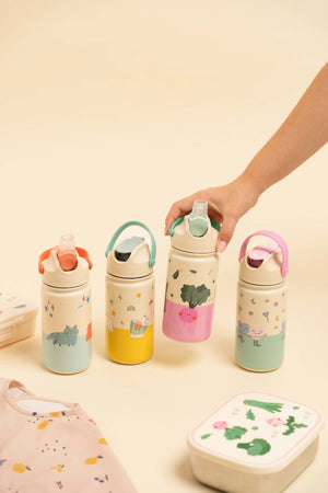 The Cotton Cloud - Meowful Cats 420ML Edelstahl-Trinkflasche mit verstecktem Trinkhalm