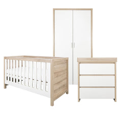 Tutti Bambini Modena 3 Piece Room Set - White/Oak-Nursery Sets-White/Oak-Without Mattress | Natural Baby Shower