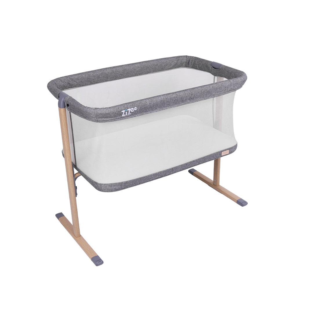 Tutti Bambini ZiZee Essential Crib - Oak/Charcoal-Bedside Cribs-Oak/Charcoal- | Natural Baby Shower