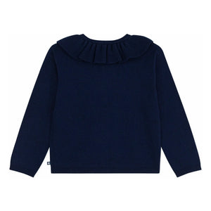 Petit Bateau - Wollstrickjacke mit Rüschen | Midnight Blue