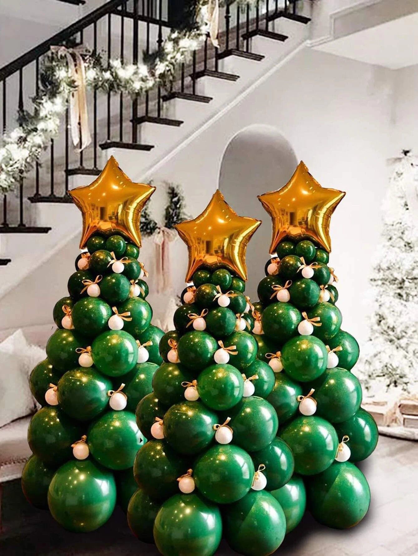 Neujahr – Weihnachten, 93 Stück, Mega-Großformat, stilvoller Neujahrs-Dekorationsballon mit Kiefernmotiv