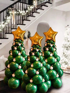 Neujahr – Weihnachten, 93 Stück, Mega-Großformat, stilvoller Neujahrs-Dekorationsballon mit Kiefernmotiv