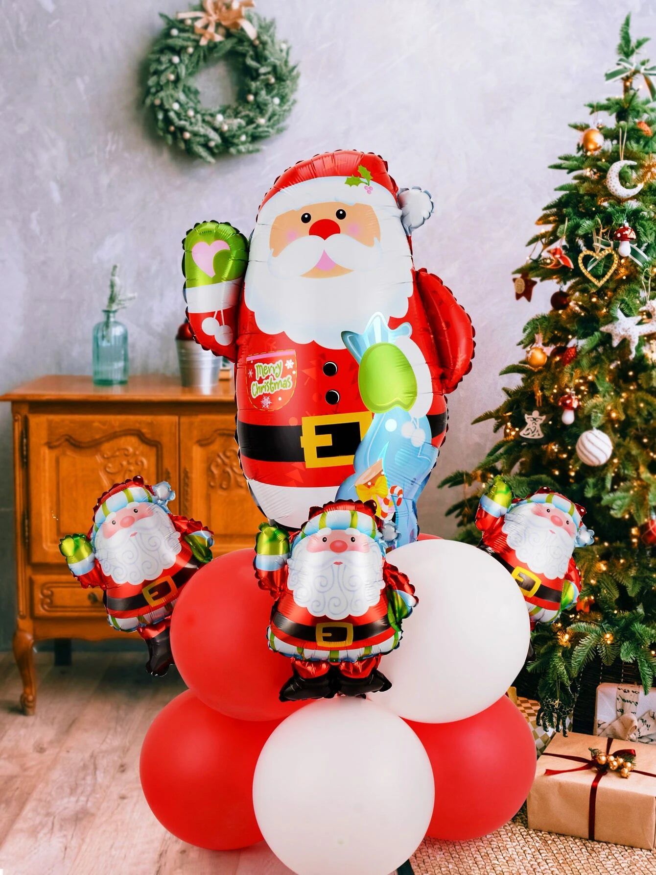 Neujahr – Deko-Luftballons-Set Weihnachtsmann und Neujahr, 12-teilig